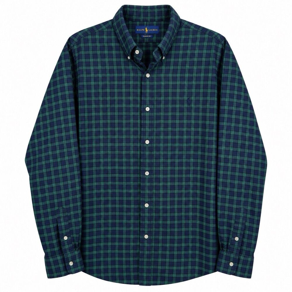 Polo Ralph Lauren Men XXL Black Watch Plaid Shirt Classic Fit Cotton Preppy